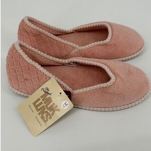 Muk Luks Womens Rose Gold Quilted Fleece Ballerina Slippers Size M 7-8